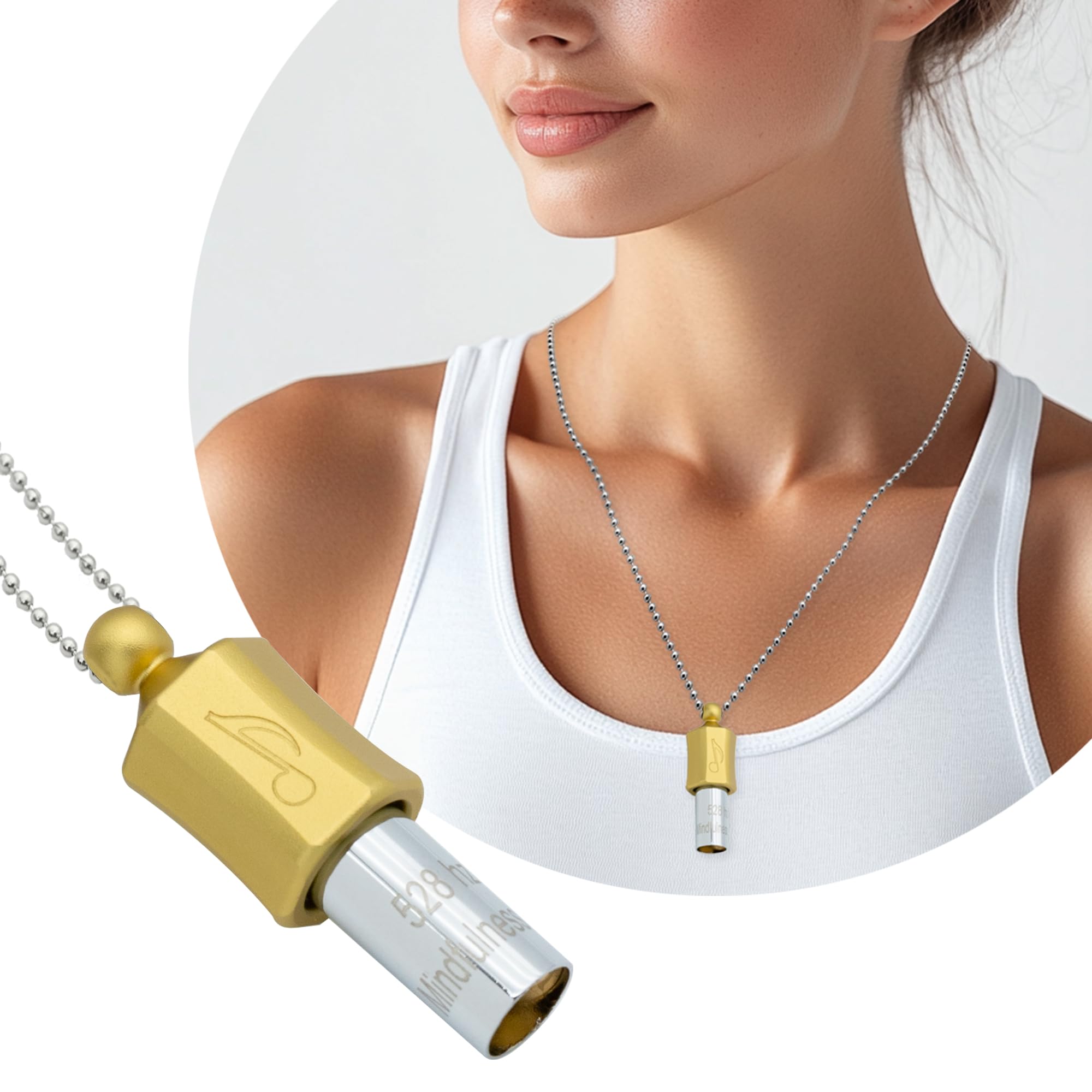 MIKUHOT breathing whistle closeup showing stainless steel design and quiet mouthpiece
