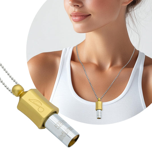 MIKUHOT breathing whistle closeup showing stainless steel design and quiet mouthpiece