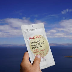 Mikuna Chocho vanilla travel packs in a bag, ideal for travel nutrition.