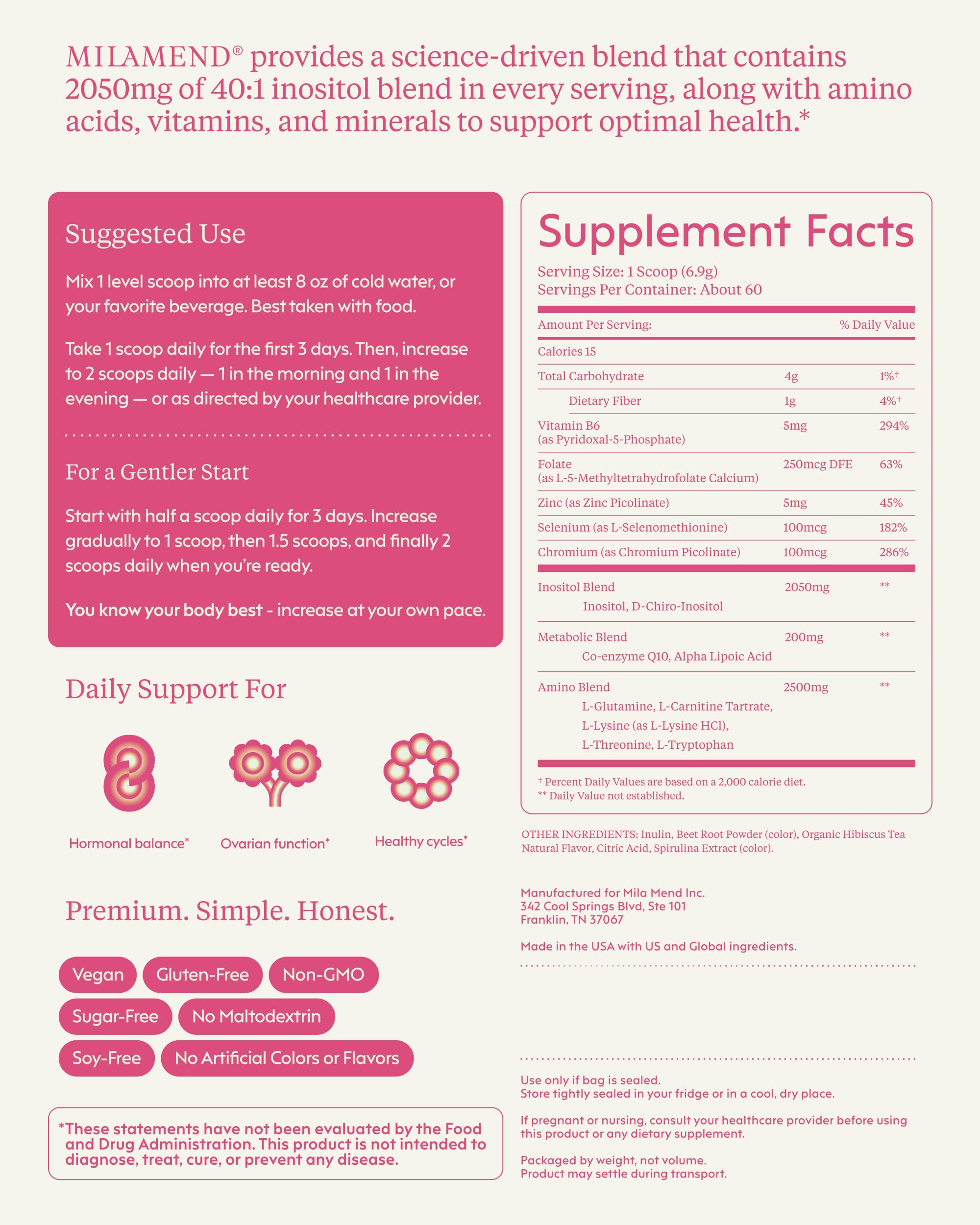 milamend Certifications NSF FDA GMP label signaling safety