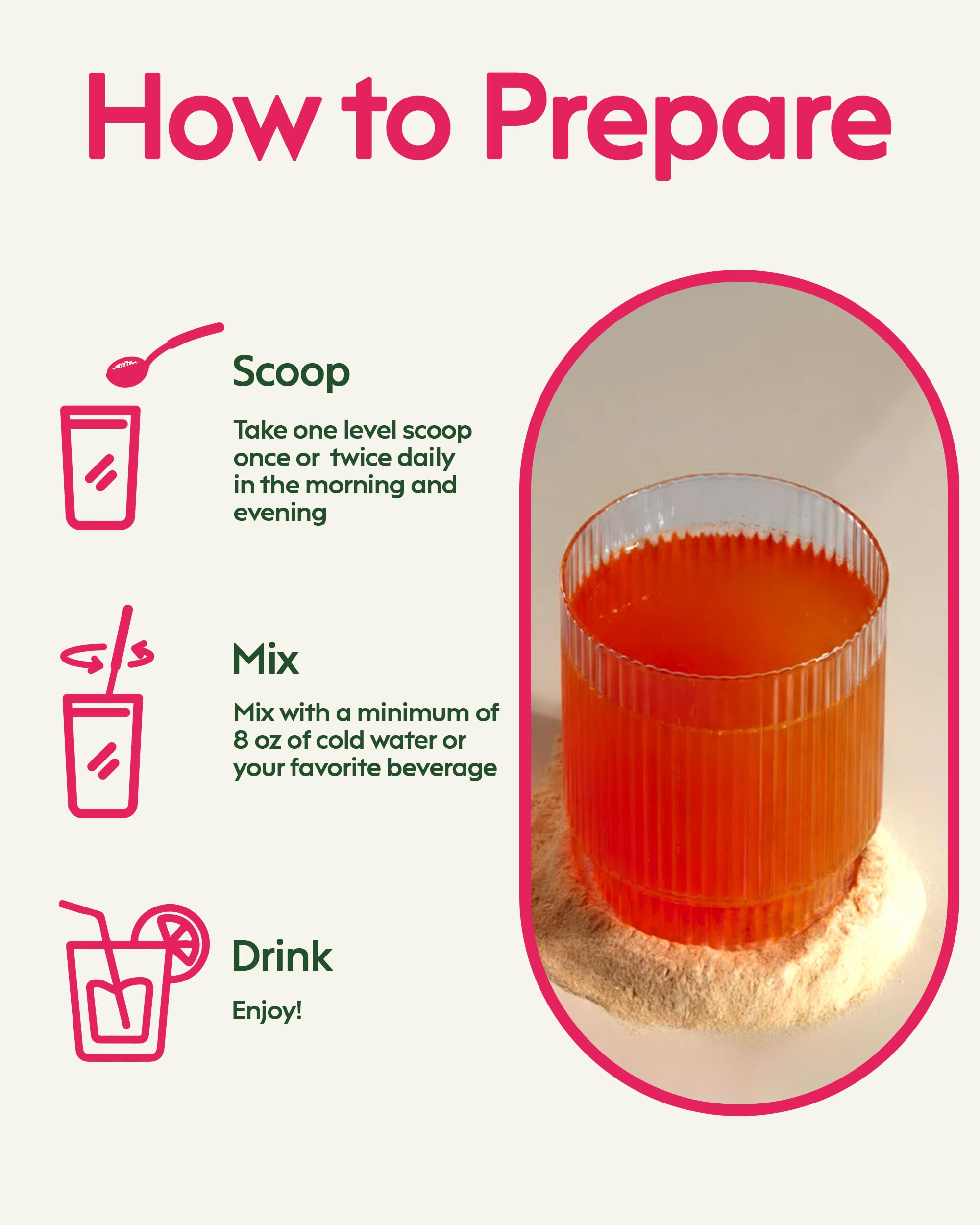 Glass being stirred with Milamend powder for easy mixing