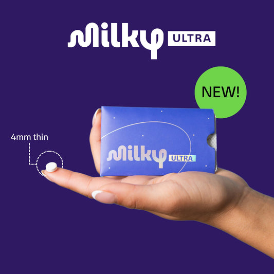 Milky bottle label close-up highlighting 10,800 FCC potency for lactase enzymes.