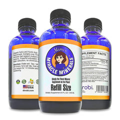 Mimi's Miracle Minerals bottle close-up for easy daily mineral intake.
