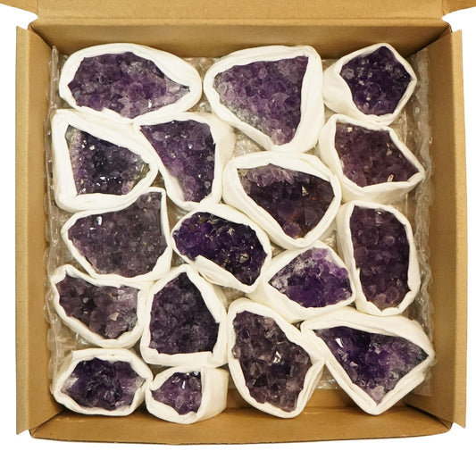 MIMOSA Amethyst clusters deep purple raw rocks for calming energy and decoration.