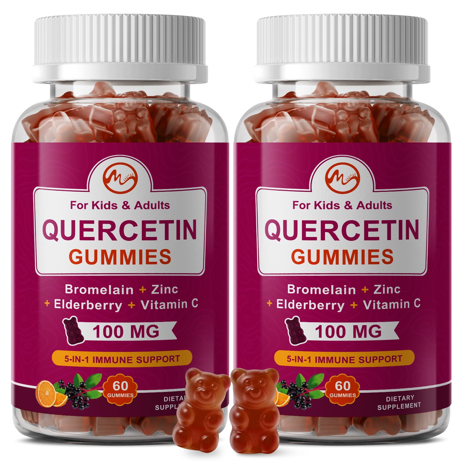 Minch Quercetin Gummies 2-pack front view for daily immune support.