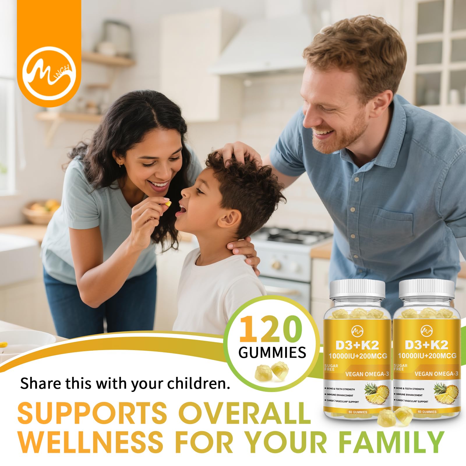 Minch lifestyle image shows active adults incorporating gummies into morning routine.