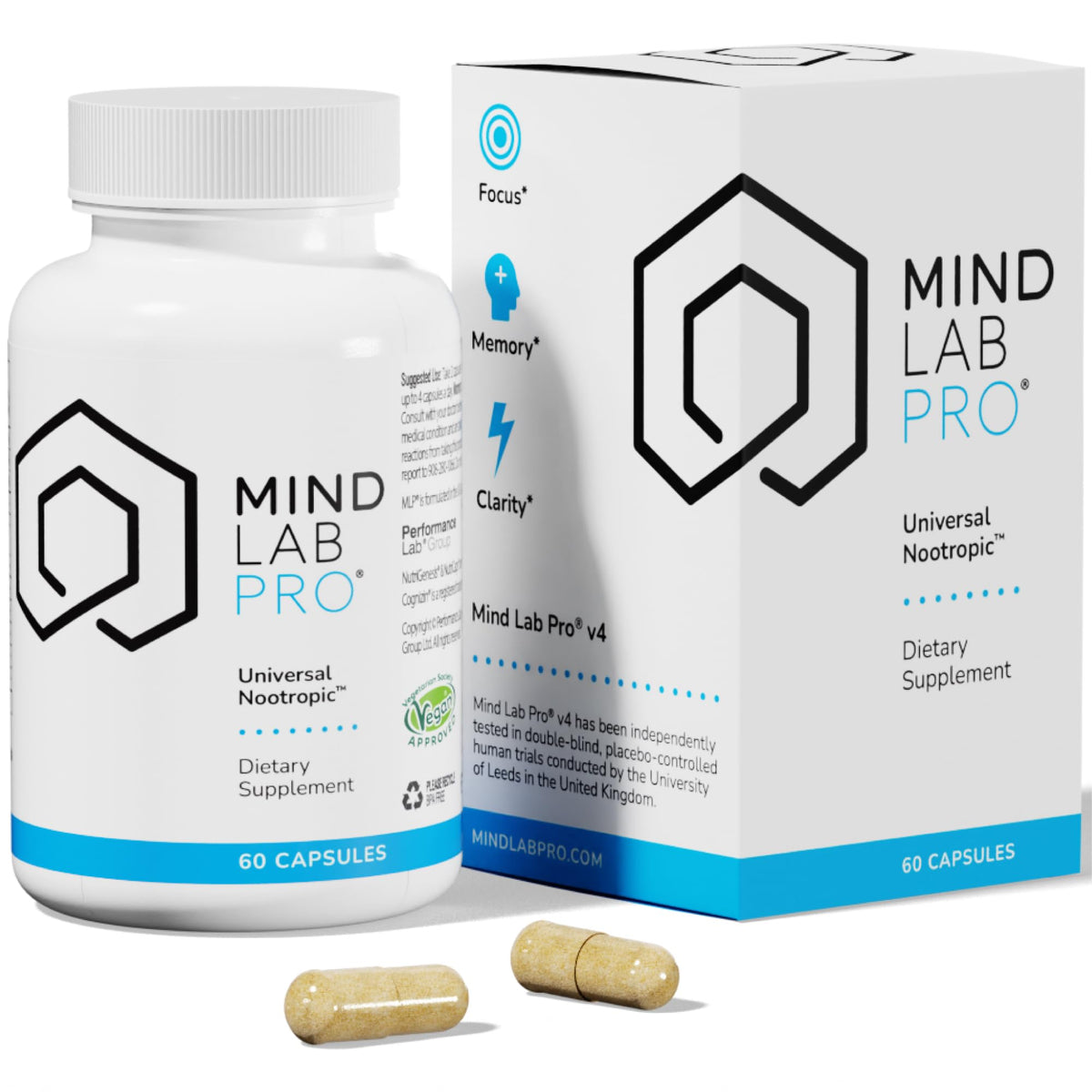 Mind Lab Pro MLP4 bottle-front image suggesting enhanced focus potential with daily nootropic use