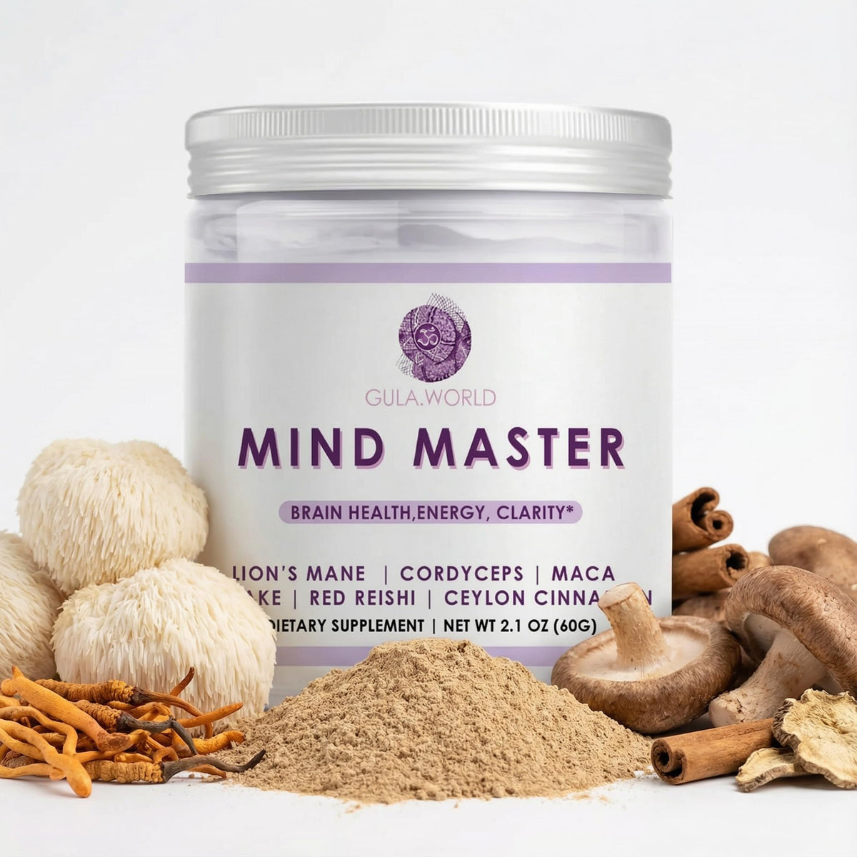 Mind Master bottle with scoop on countertop for easy daily focus routines.