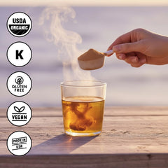 Mind Master cup of tea ready to sip for balanced daytime focus.