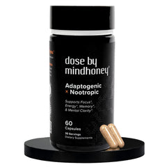 MINDHONEY DOSE 60-count bottle front signals focus and daily energy.