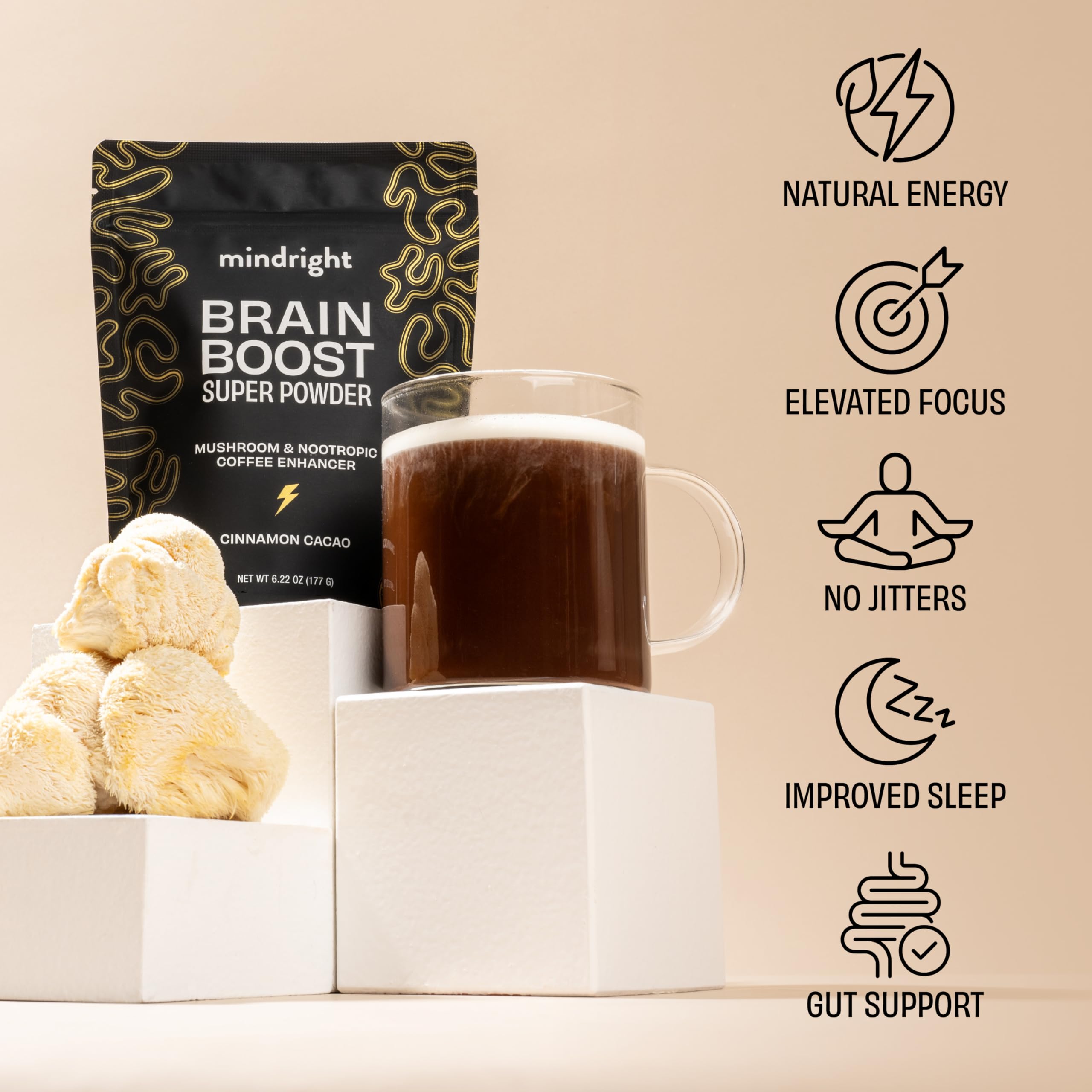 Mindright No-Sugar jar spoon, easy dose for customizable, sugar-free daily ritual.