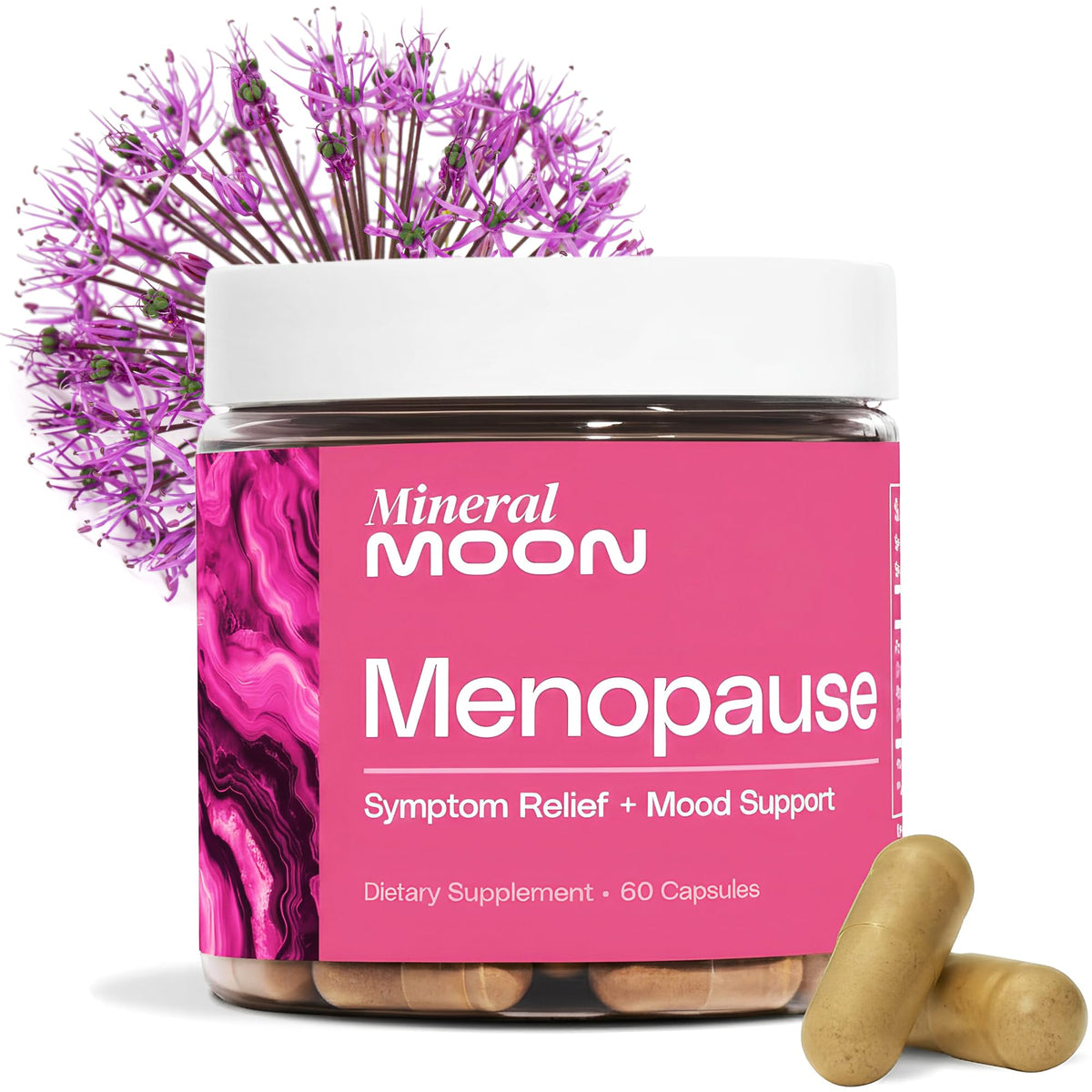 Mineral Moon Premium Menopause bottle displayed for daily hormone-free support routine.