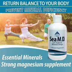 Anderson Sea M.D. bottle in water glass for remineralized hydration