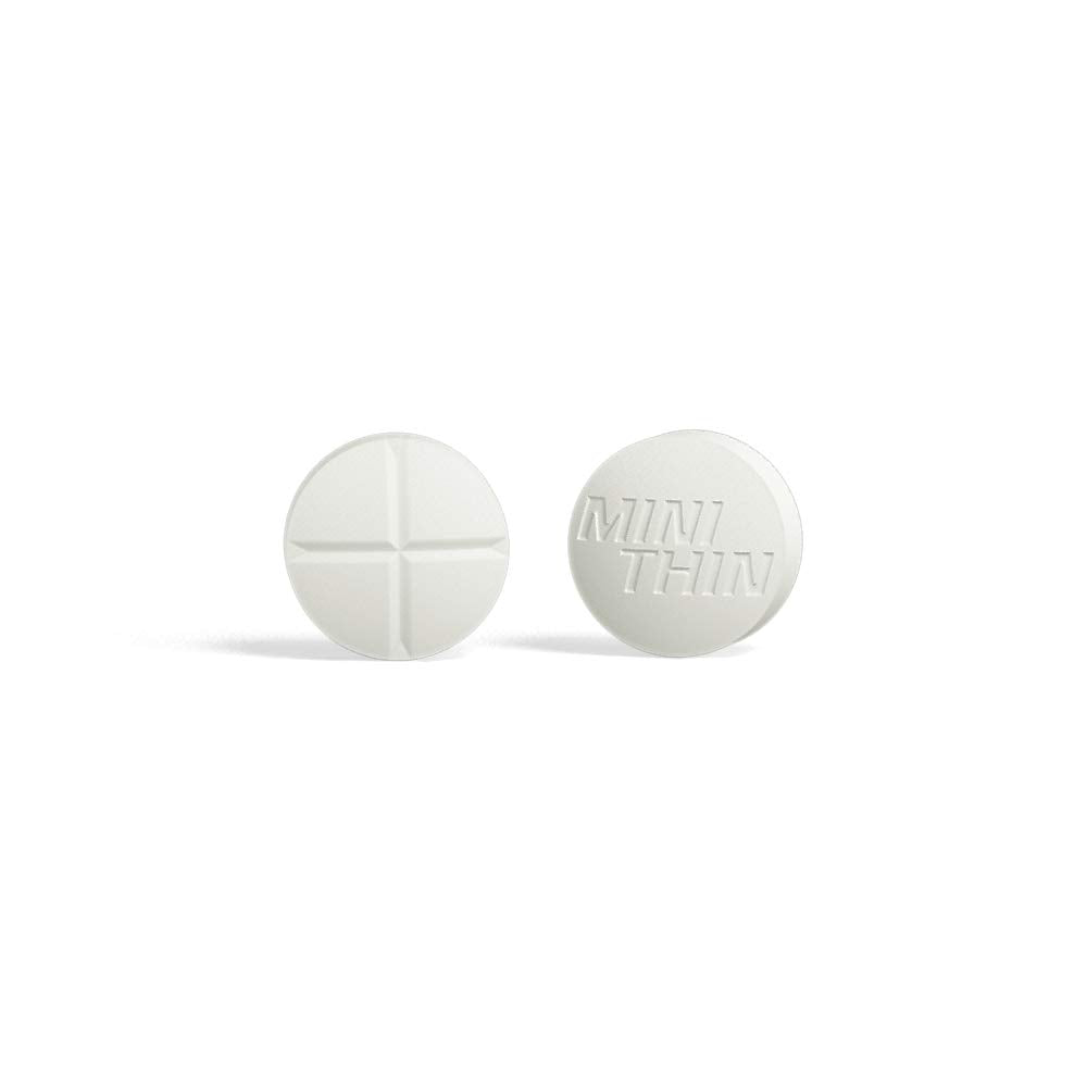 Mini Thin front label highlighting caffeine and ephedrizine blend for energy support.