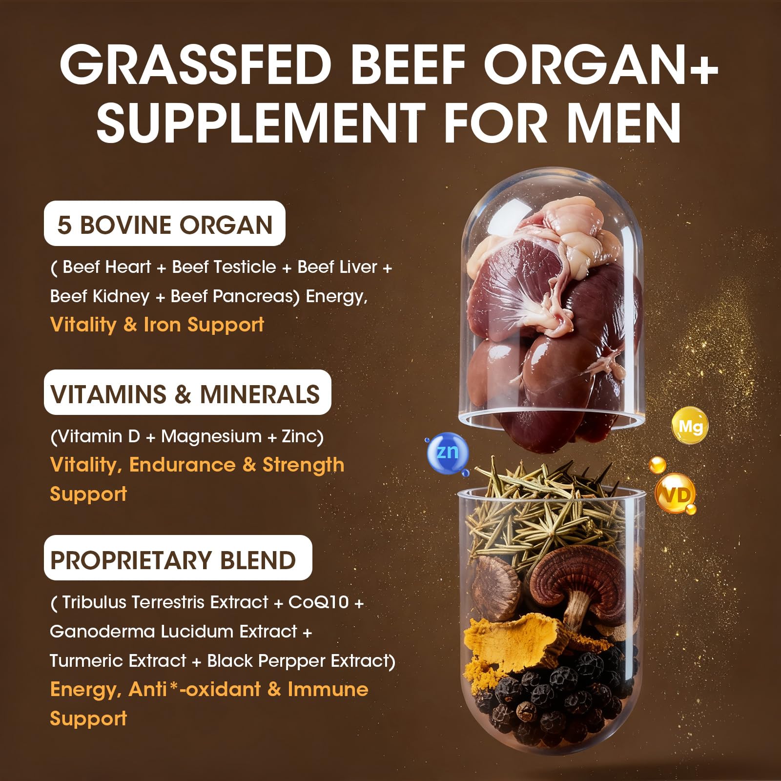 Mininch beef kidney capsules with iron for endurance
