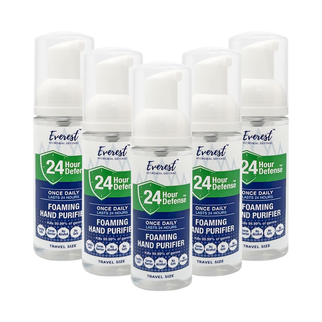 Mint Bucket Everest foaming sanitizer bottle with pump for quick on-the-go protection.