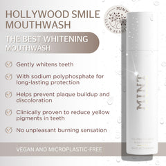 Pouring action of Mint by Dr. Mintcheva Hollywood Smile mouthwash with 0.1% hydrogen peroxide