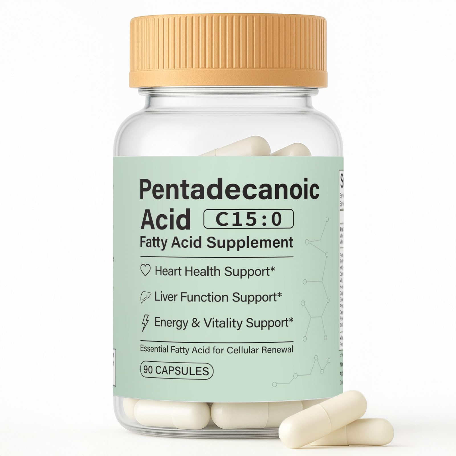 Minyang pentadecanoic acid capsules bottle for easy daily vegan supplementation.