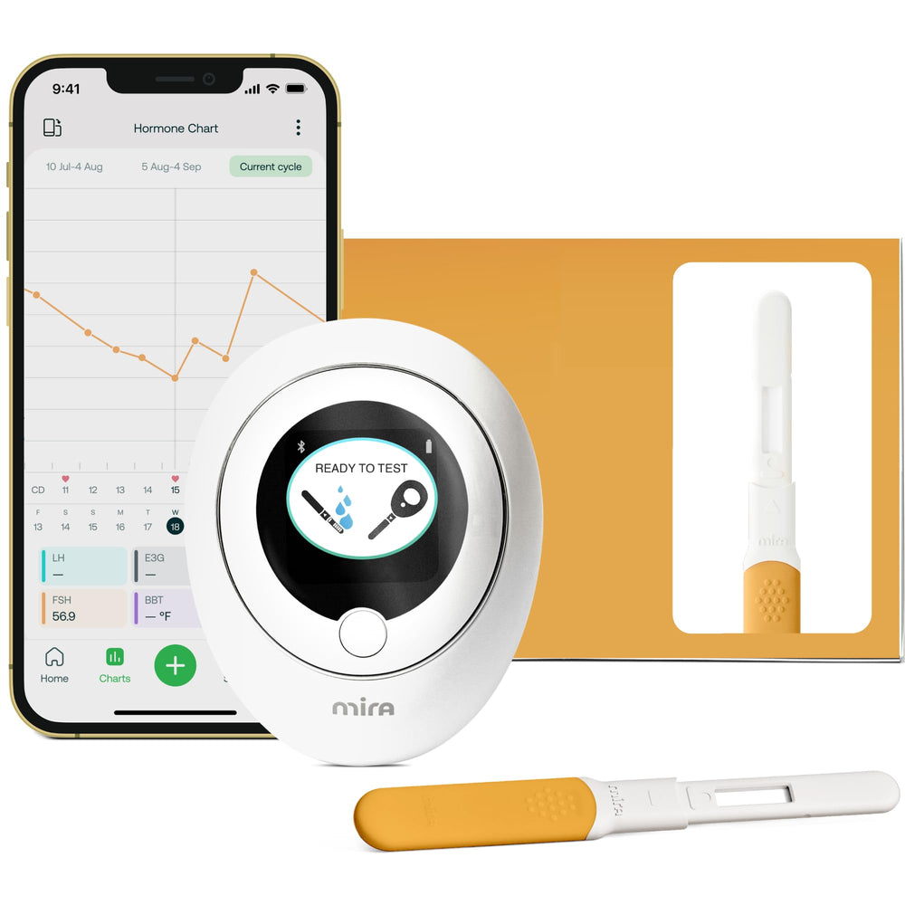Mira digital fertility monitor with clear display for at-a-glance hormonal insights