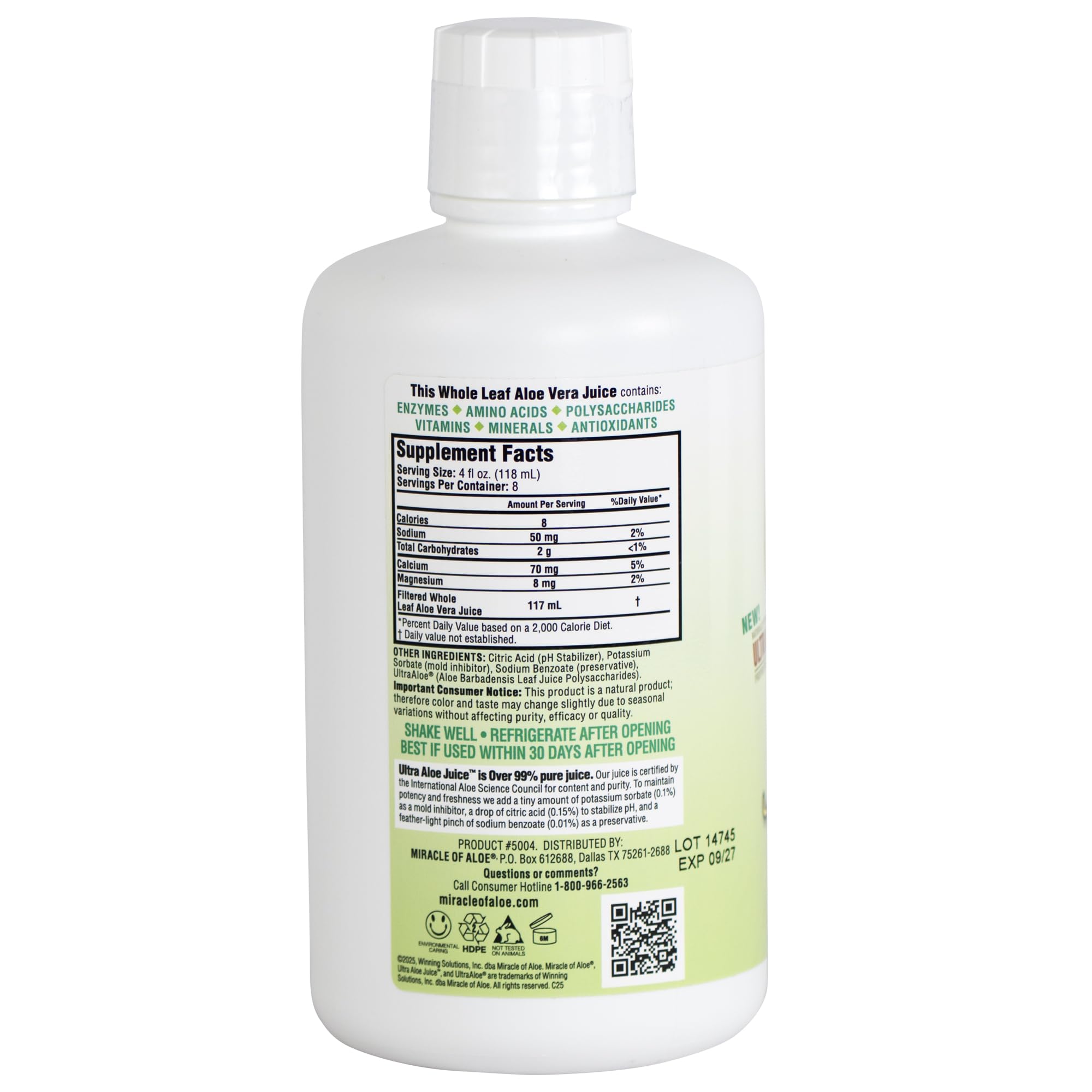 Fresh aloe leaves pair with Miracle of Aloe bottle for natural freshness.