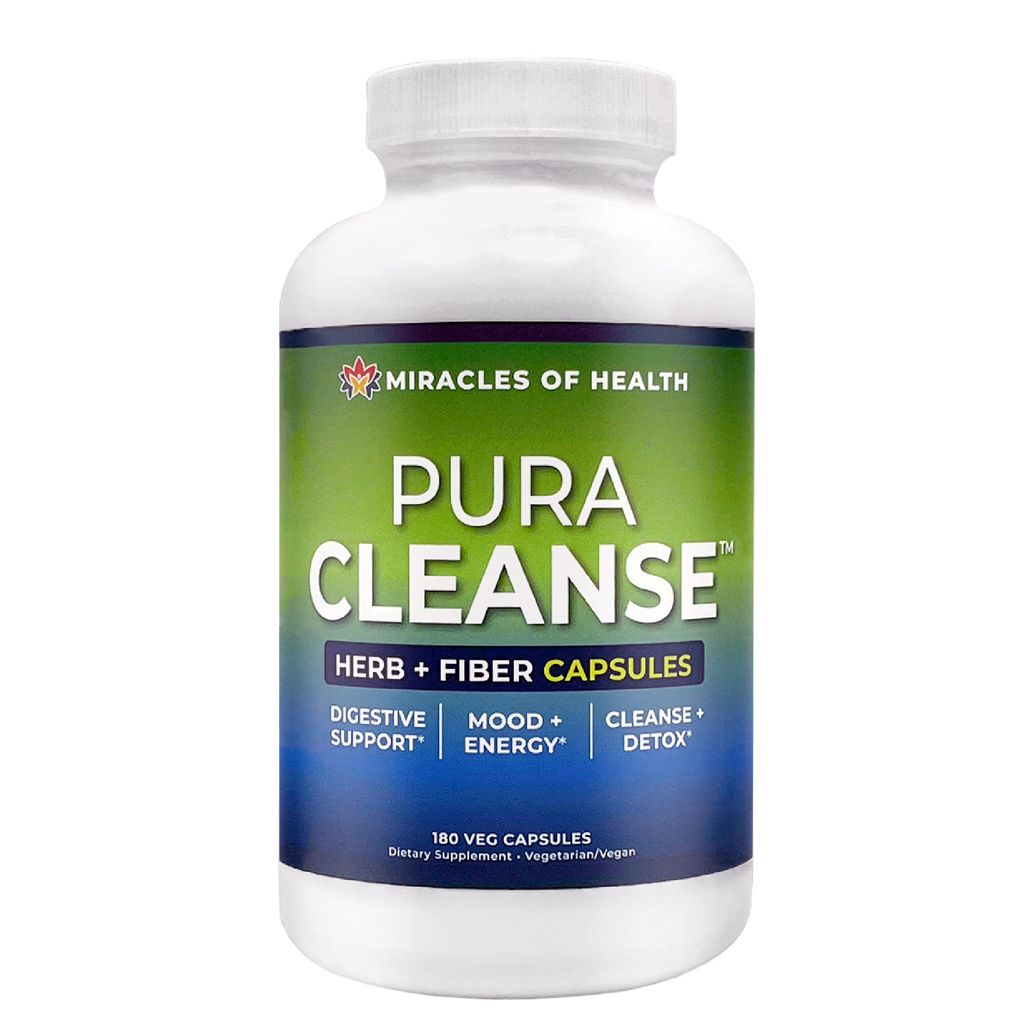 Miracles of Health Pura Cleanse bottle-front view for daily detox support