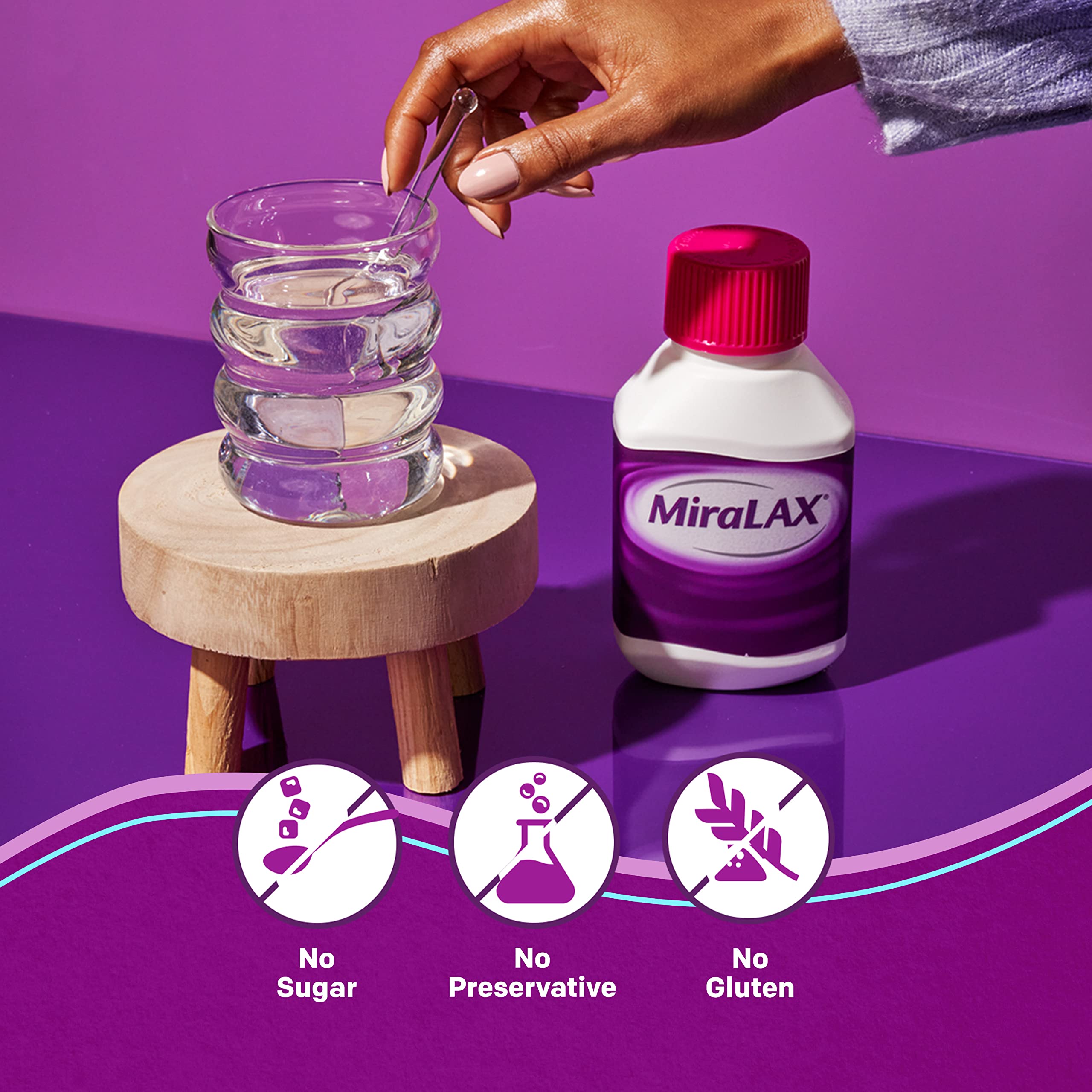 MiraLAX provides gentle relief without harsh side effects like bloating.