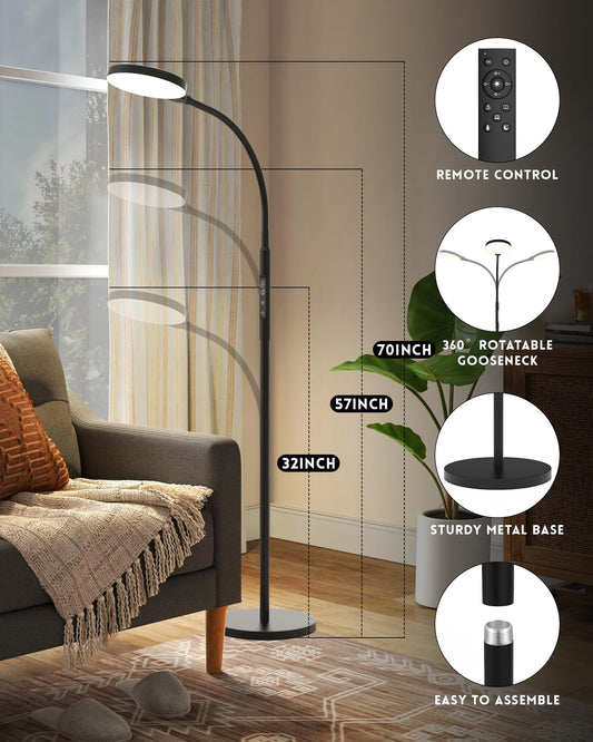MirthSip Sun Lamp gooseneck enables precise angle for task lighting.