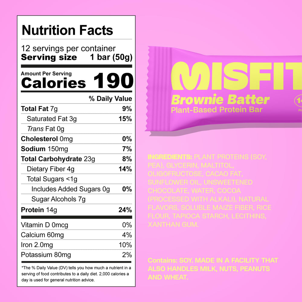 Misfits brownie bar caramel layer adds sweetness and a flavor contrast with protein.