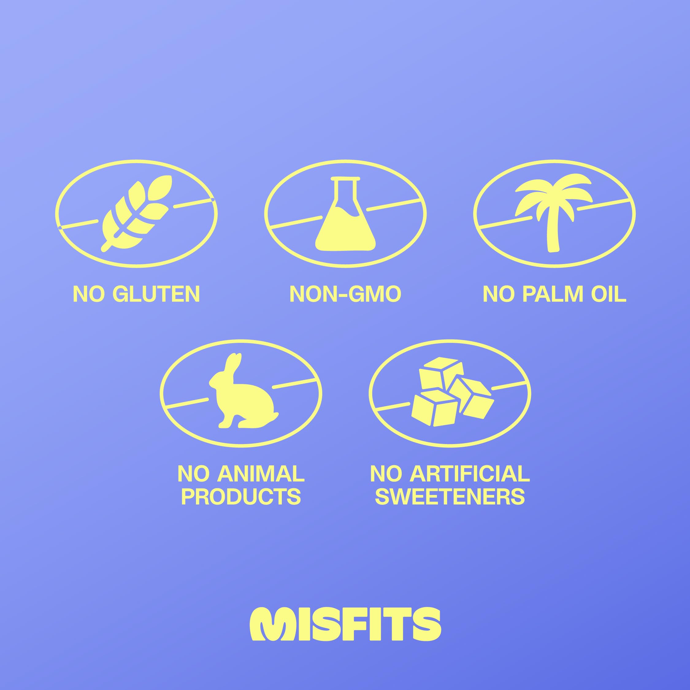 Misfits cookie dough bar gluten-free label on packaging
