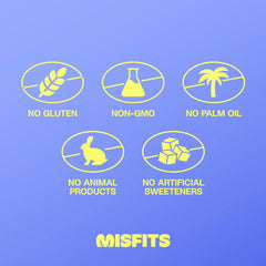 Misfits cookie dough bar gluten-free label on packaging
