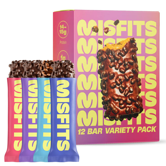 Misfits Protein Bar Variety Pack offers assorted bars for on-the-go fueling