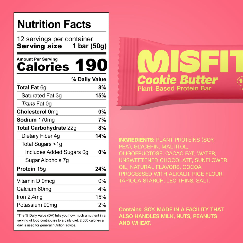 Misfits Speculoos cookie butter bar cross-section shows creamy center and satisfying texture.