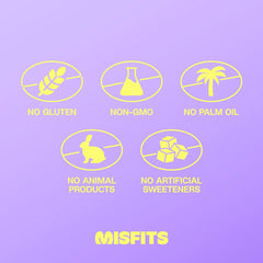 Misfits Vegan Protein Bars Sweet Caramel Fudge ingredient-visual with pea & soy protein