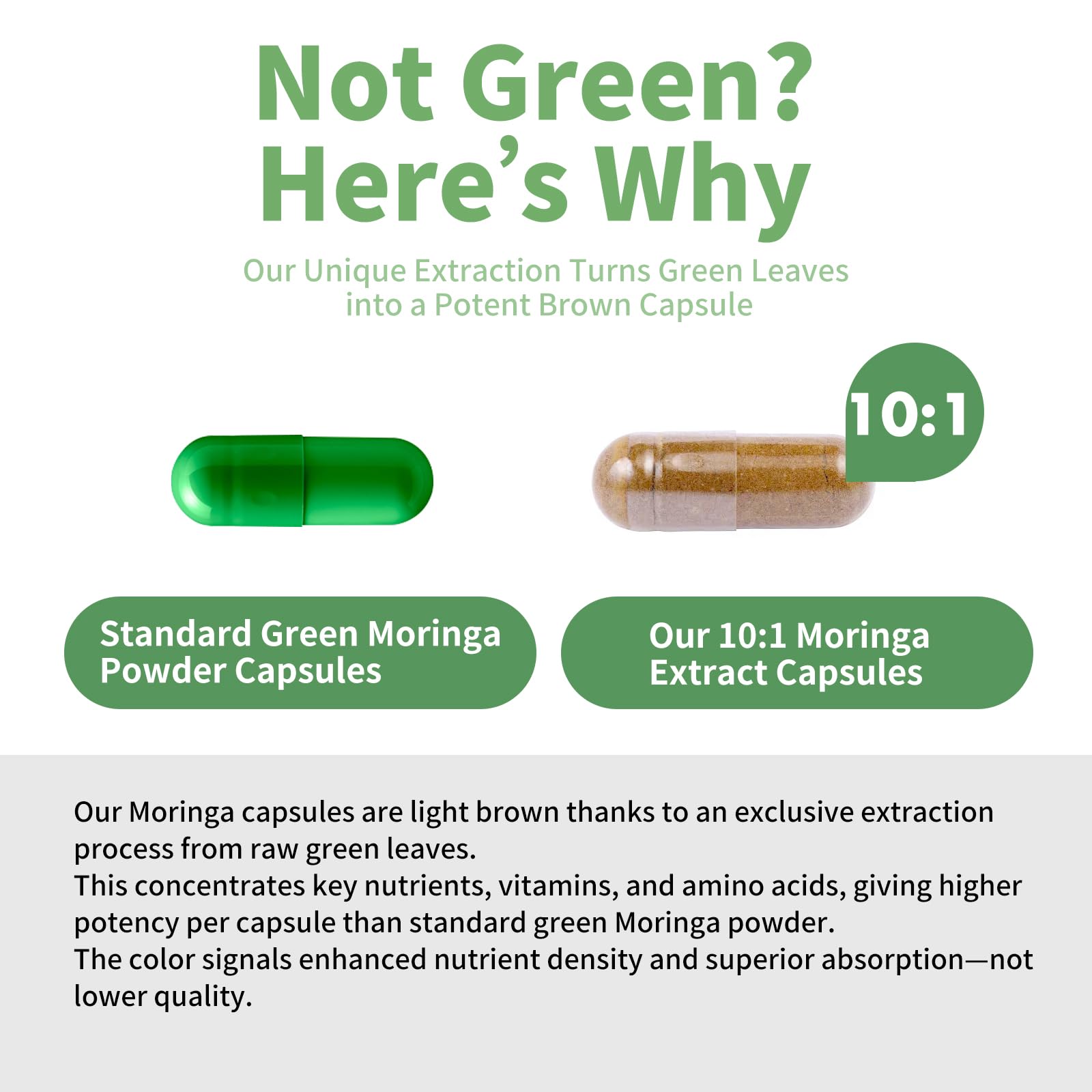 MISS PEP Moringa bottle back displays nutrition details for informed daily use