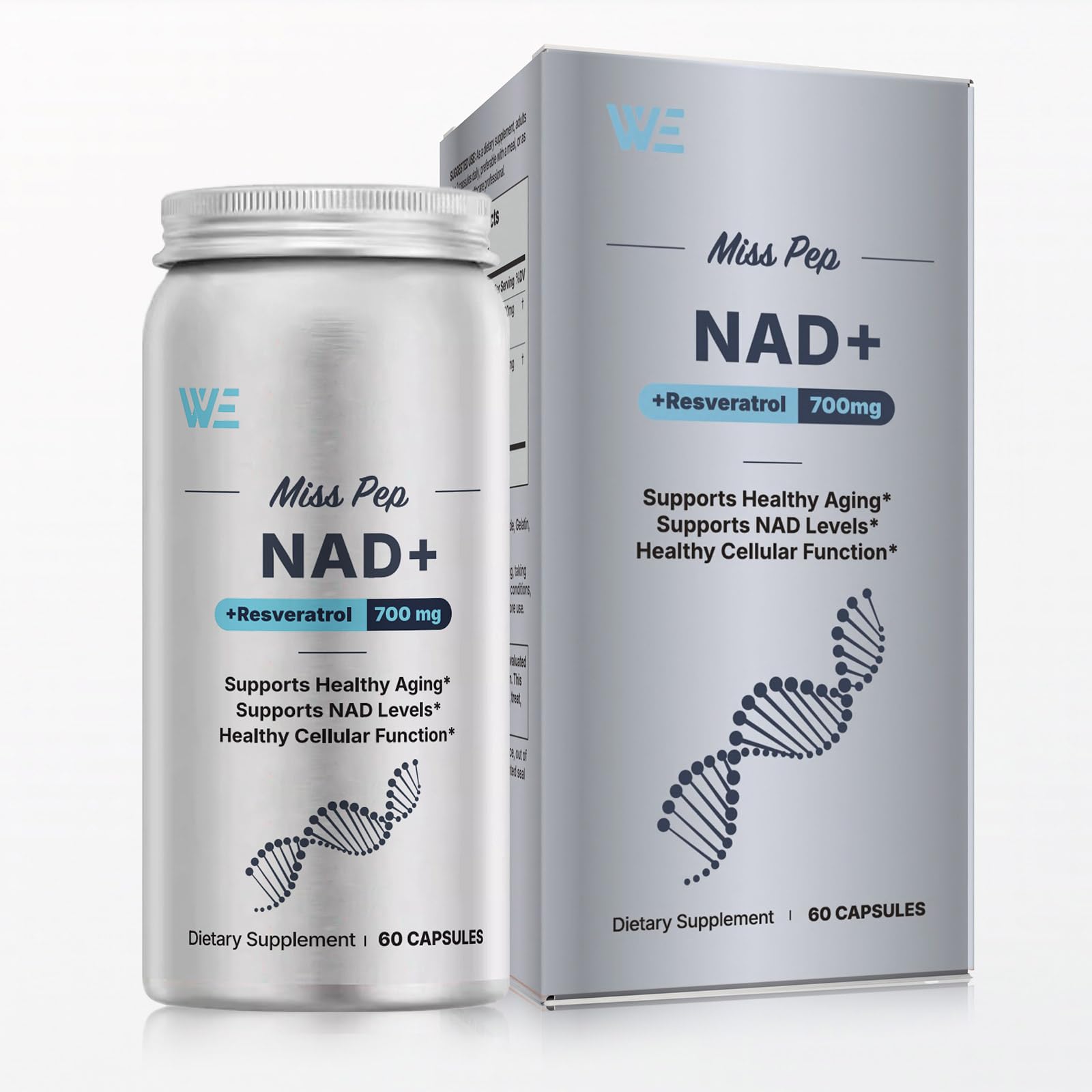 MISS PEP NAD+ supplement bottle for daily energy and focus.