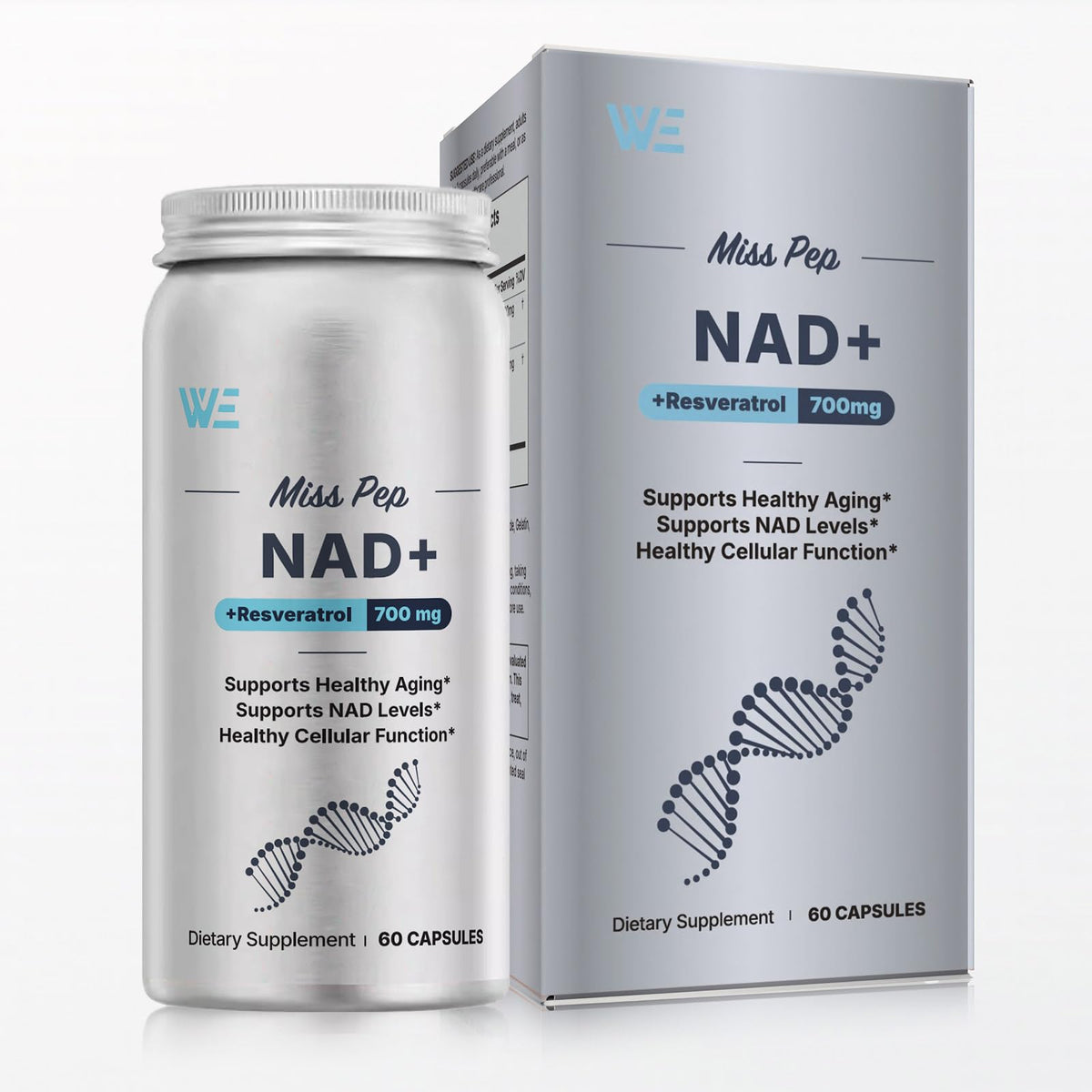 MISS PEP NAD+ supplement bottle for daily energy and focus.