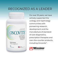 Bottle with reminder card for Oncovite daily routine