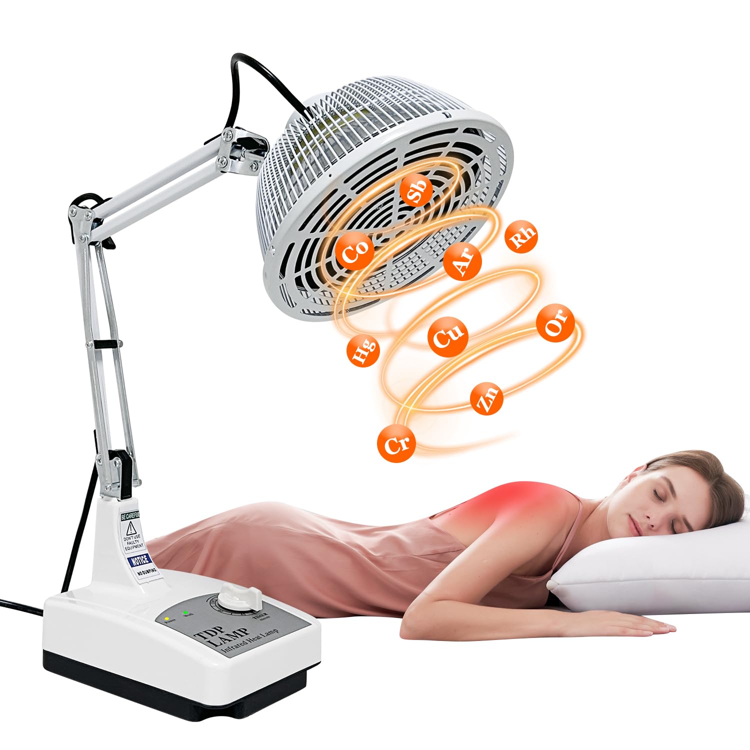 Mistuki infrared heat lamp base delivers deep warmth for soothing sore muscles.