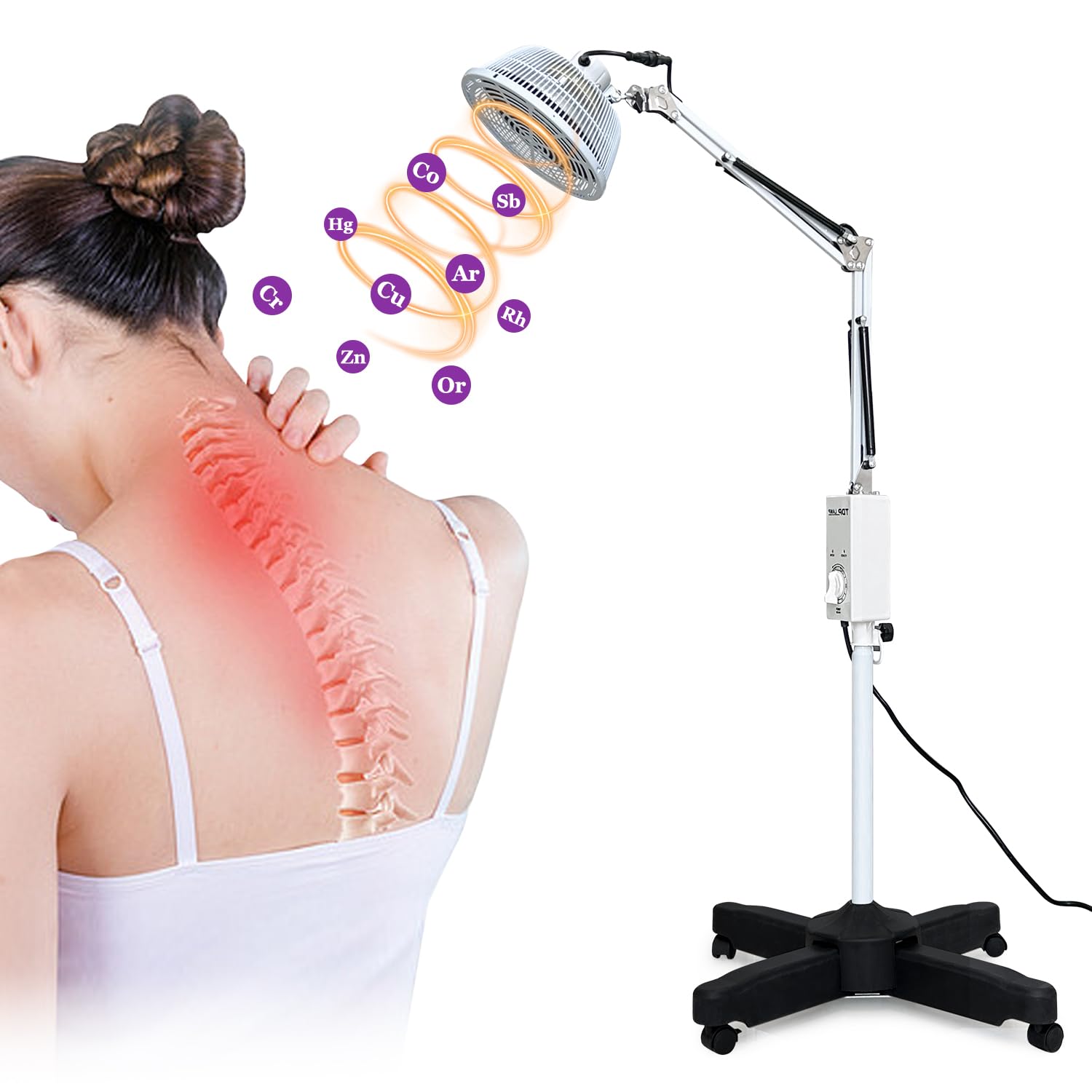 Mistuki infrared lamp front view showing versatile heat therapy for everyday relief