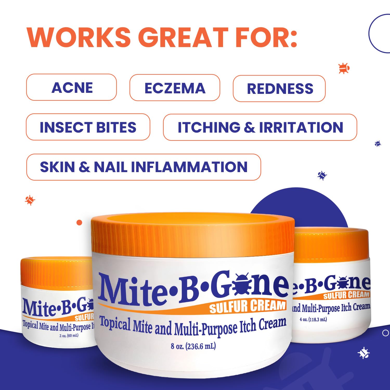 Mite-B-Gone cream applied on skin to relieve itch