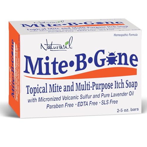 Close-up of Mite-B-Gone bar highlighting lavender oil and sulfur components.