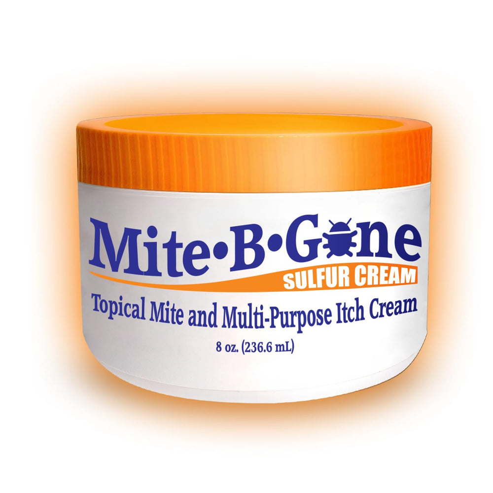 Mite-B-Gone bottle front, easy at-home use for skin comfort