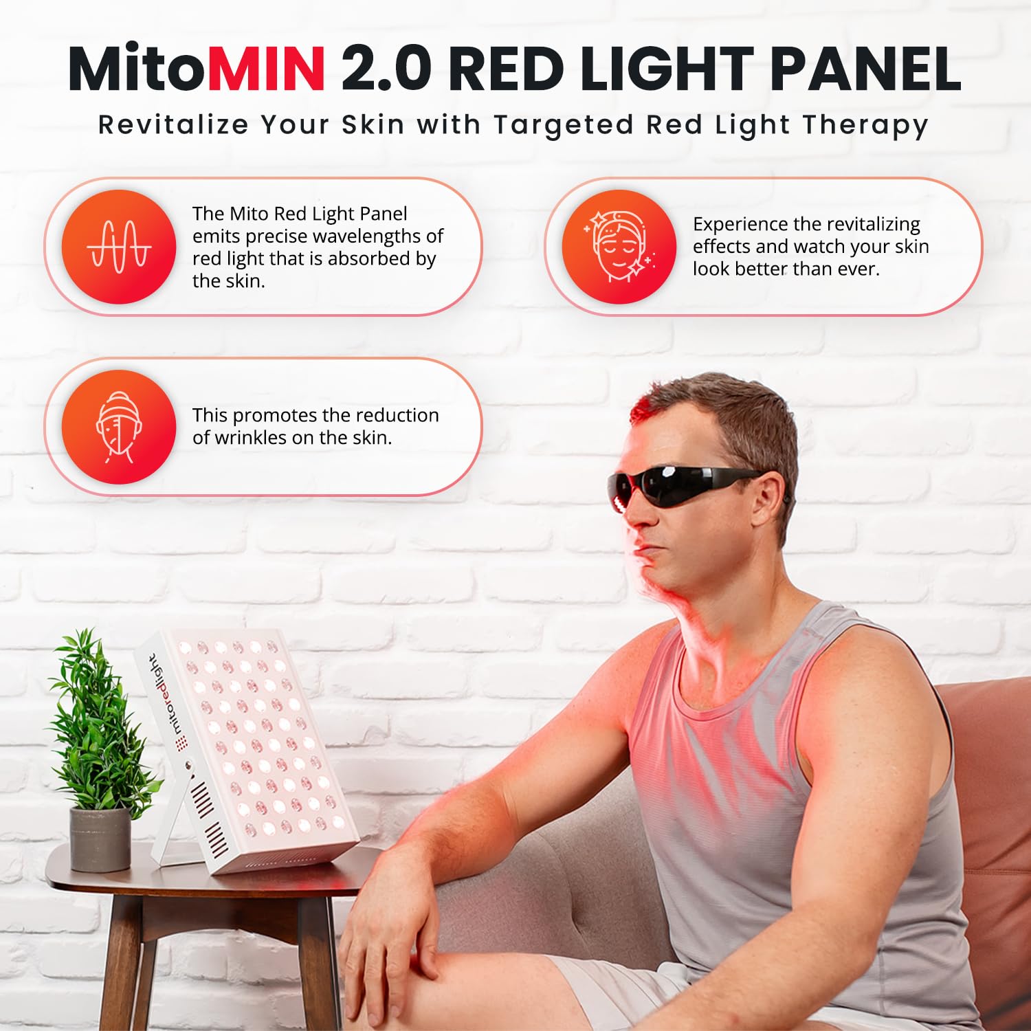 MitoMIN 2.0 panel side view showing compact dimensions for at-home use