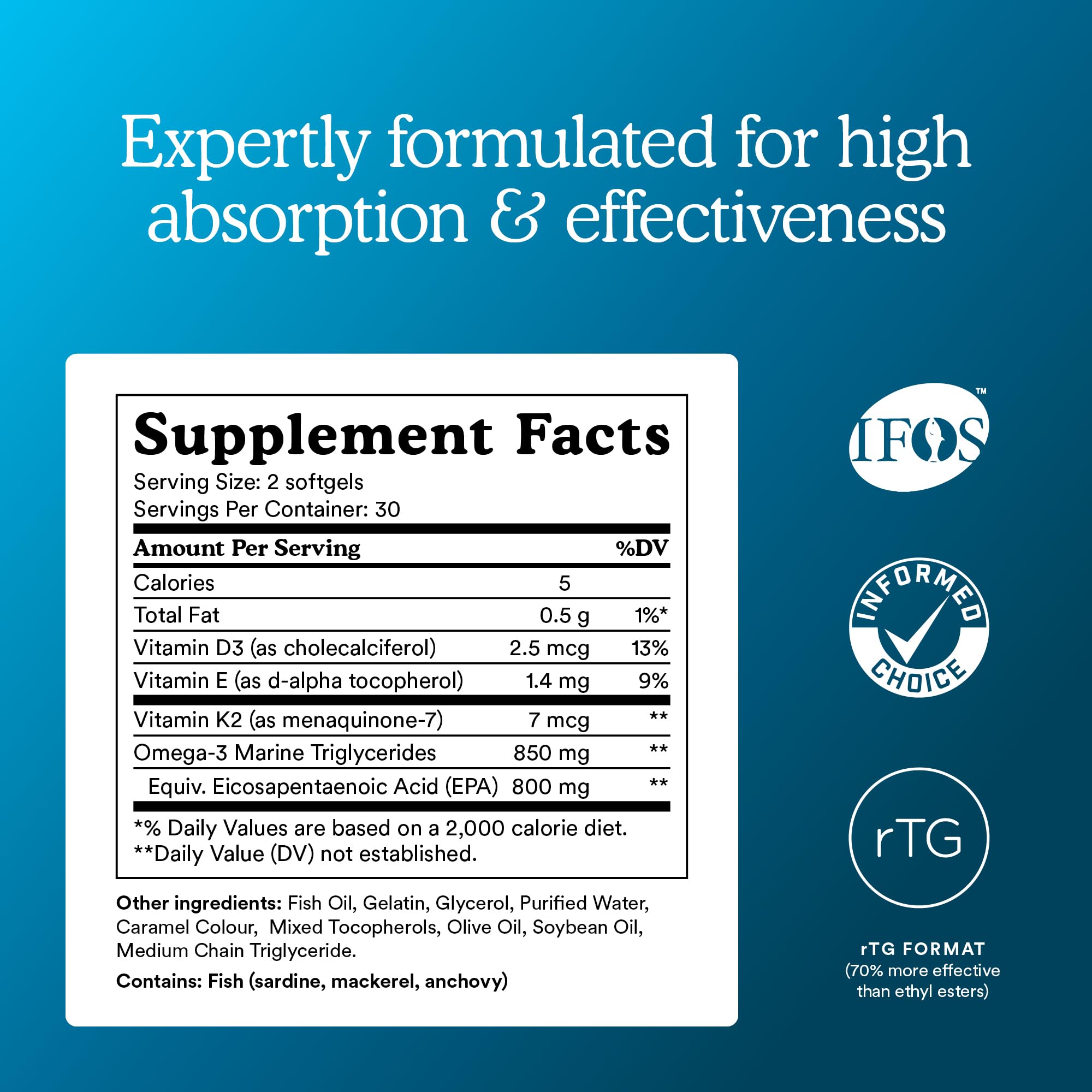 MitoQ Advanced EPA Omega-3 softgel close-up showing high purity and small size.