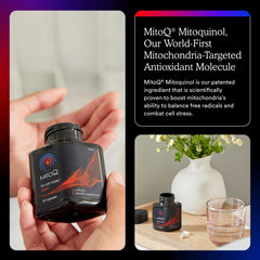 MitoQ heart health graphic indicating potential cardiovascular wellness.