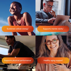 Clean packaging design reflects trusted quality of MitoQ NAD+ Dual Action.