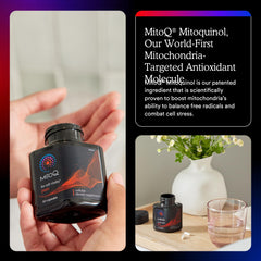 MitoQ Pure vitality scene hints at improved stamina.