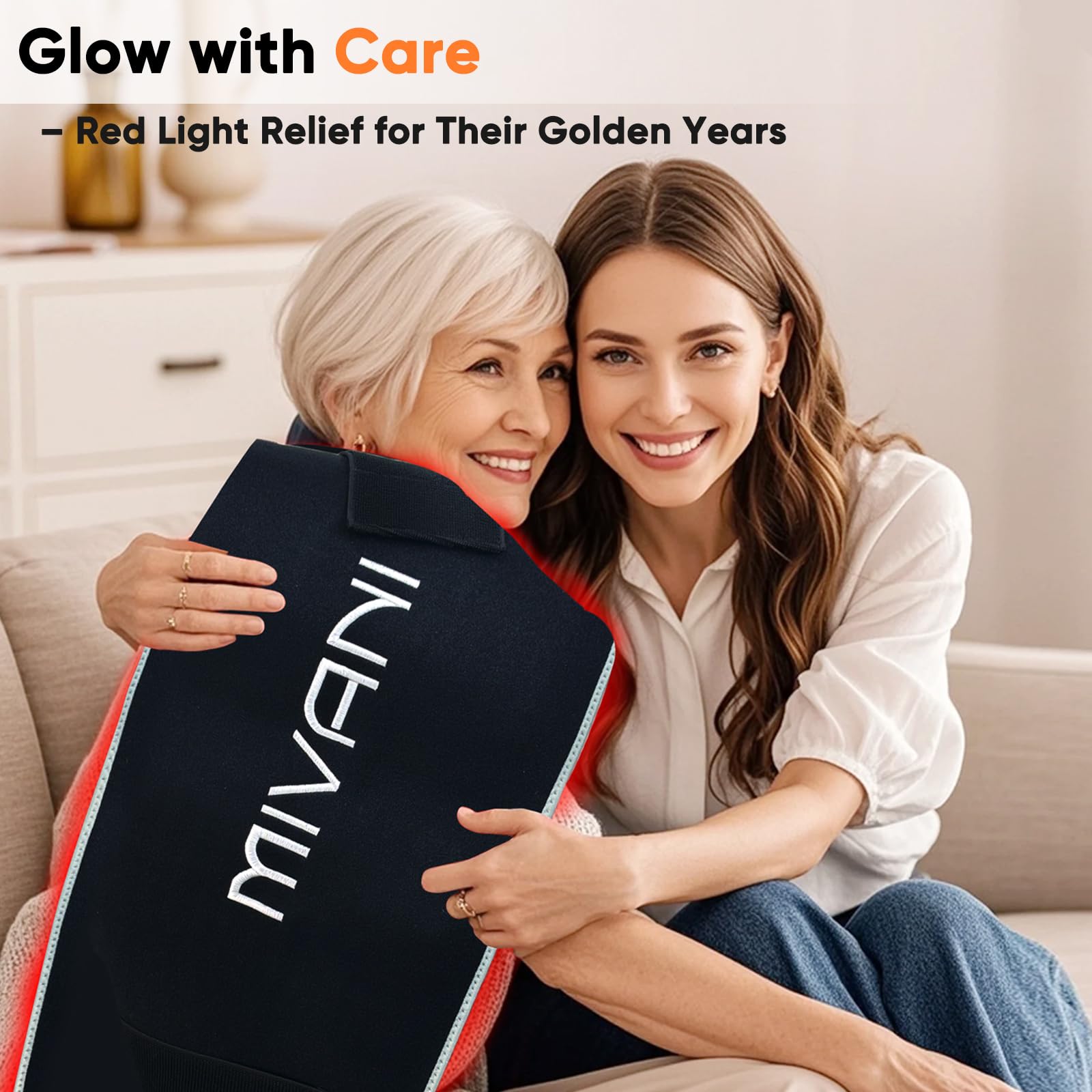 MIVANI adjustable strap highlights hands-free, secure use during activities.