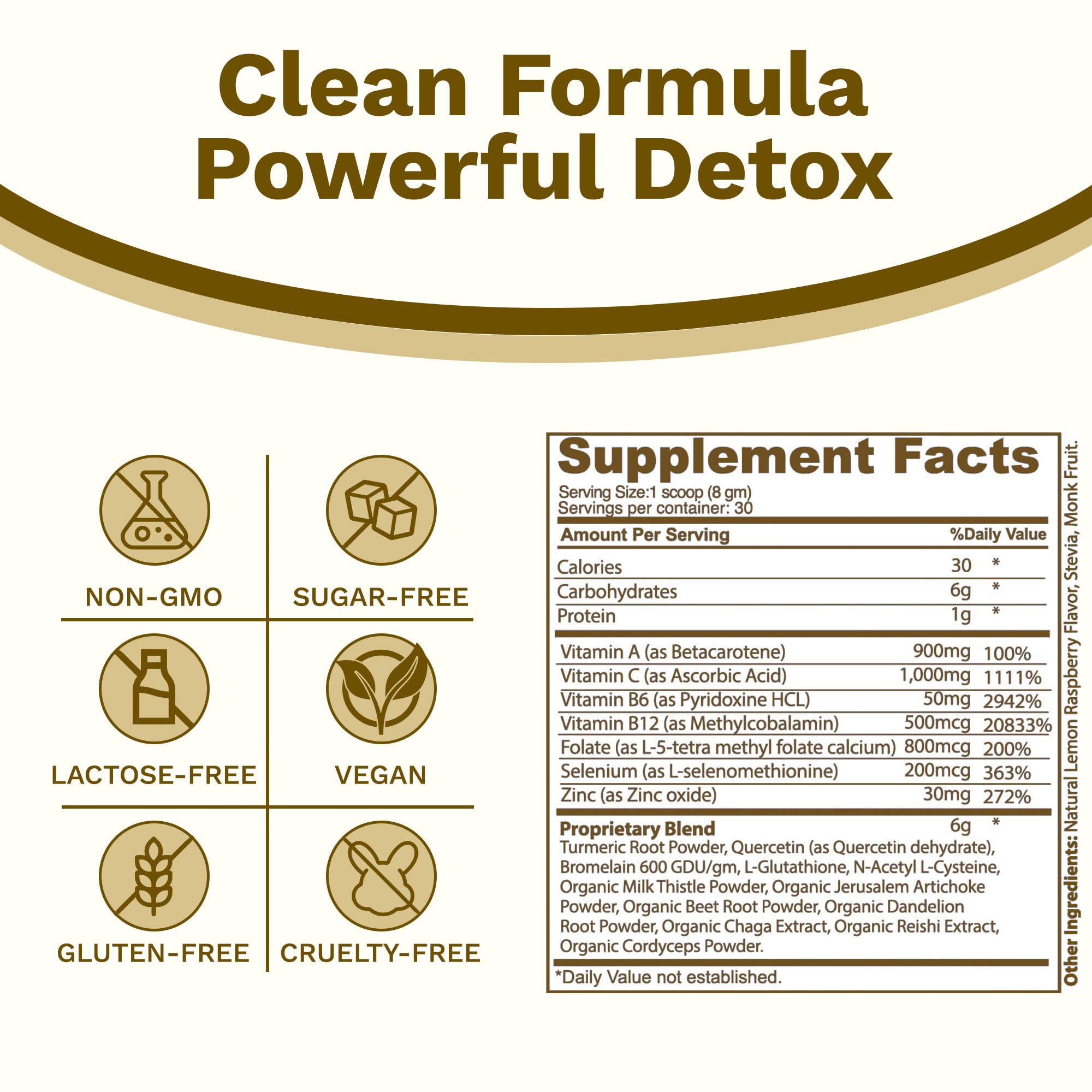 Mix-Fix detox bottle with powder on kitchen counter ready to mix.