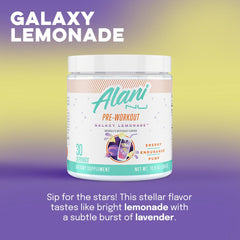 Mixing glass shows powder dissolving smoothly into Alani Nu GLAXAY Lemonade